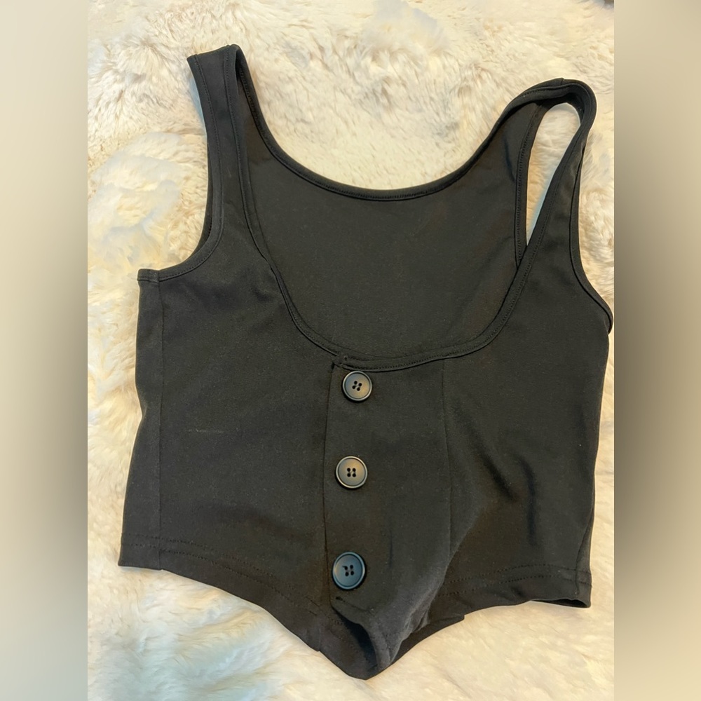Black crop top with buttons